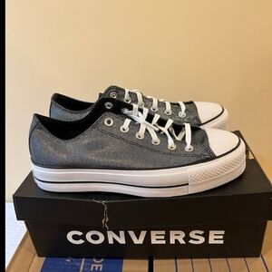 Black Glitter Platform Converse